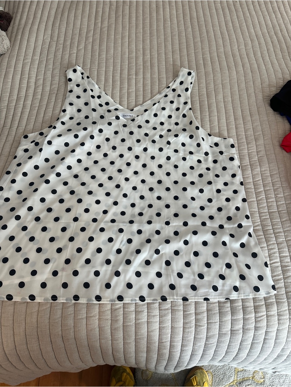 Polka Dot V-Neck Camisole - White with Black Dots